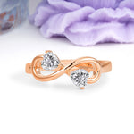 Unique Intertwined 3 Prong Double Heart Cut Lab Diamond Engagement Ring - Additional view