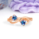 Unique Intertwined 3 Prong Double Heart Cut Alexandrite Engagement Ring - Additional view