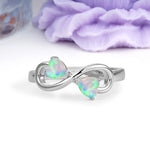 Unique Intertwined 3 Prong Double Heart Cut Fire Opal Engagement Ring - Additional view