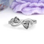 Unique Intertwined 3 Prong Double Heart Cut Black Rutilated Quartz Engagement Ring - Additional view