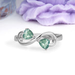 Unique Intertwined 3 Prong Double Heart Cut Moss Agate Engagement Ring - Additional view