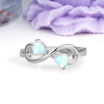Unique Intertwined 3 Prong Double Heart Cut Moonstone Engagement Ring - Additional view
