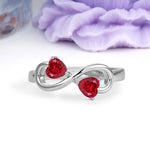 Unique Intertwined 3 Prong Double Heart Cut Ruby Engagement Ring - Additional view