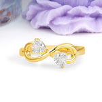 Unique Intertwined 3 Prong Double Heart Cut Moissanite Engagement Ring - Additional view