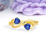 Unique Intertwined 3 Prong Double Heart Cut Sapphire Engagement Ring - Additional view
