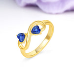 Unique Intertwined 3 Prong Double Heart Cut Sapphire Engagement Ring - Additional view