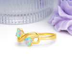 Unique Intertwined 3 Prong Double Heart Cut Fire Opal Engagement Ring - Additional view
