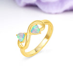Unique Intertwined 3 Prong Double Heart Cut Fire Opal Engagement Ring - Additional view