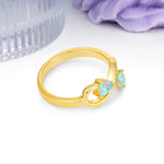 Unique Intertwined 3 Prong Double Heart Cut Fire Opal Engagement Ring - Additional view