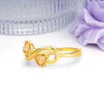 Unique Intertwined 3 Prong Double Heart Cut Citrine Engagement Ring - Additional view