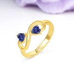 Unique Intertwined 3 Prong Double Heart Cut Tanzanite Engagement Ring - Additional view