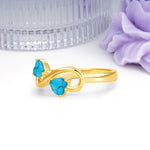 Unique Intertwined 3 Prong Double Heart Cut Turquoise Engagement Ring - Additional view