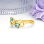 Unique Intertwined 3 Prong Double Heart Cut Moss Agate Engagement Ring - Additional view