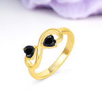 Unique Intertwined 3 Prong Double Heart Cut Black Onyx Engagement Ring - Additional view