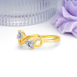 Unique Intertwined 3 Prong Double Heart Cut Lab Diamond Engagement Ring - Additional view