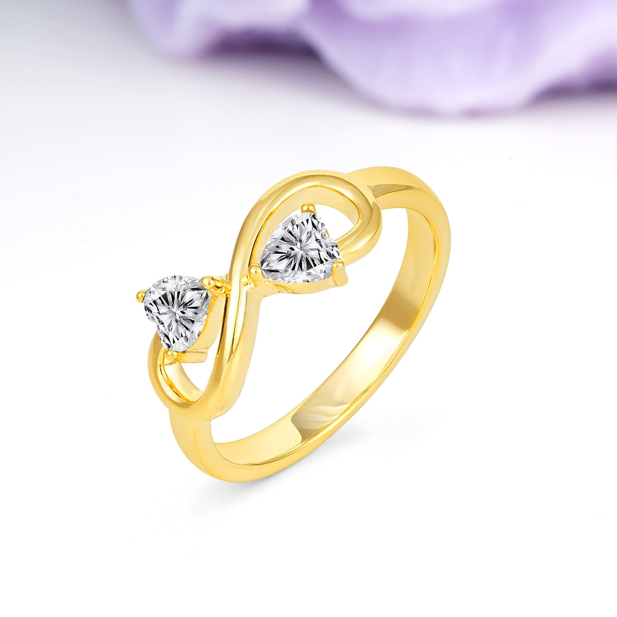 Unique Intertwined 3 Prong Double Heart Cut Lab Diamond Engagement Ring - Additional view