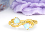 Unique Intertwined 3 Prong Double Heart Cut Moonstone Engagement Ring - Additional view