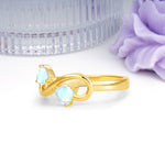 Unique Intertwined 3 Prong Double Heart Cut Moonstone Engagement Ring - Additional view