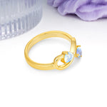 Unique Intertwined 3 Prong Double Heart Cut Moonstone Engagement Ring - Additional view