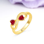 Unique Intertwined 3 Prong Double Heart Cut Ruby Engagement Ring - Additional view