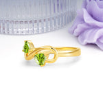 Unique Intertwined 3 Prong Double Heart Cut Peridot Engagement Ring - Additional view