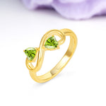 Unique Intertwined 3 Prong Double Heart Cut Peridot Engagement Ring - Additional view