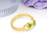 Unique Intertwined 3 Prong Double Heart Cut Peridot Engagement Ring - Additional view