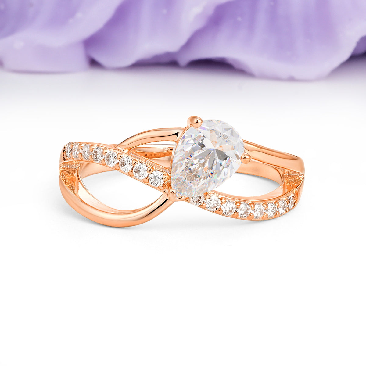 Classic Proposal Infinity Twist Pear Cut Moissanite Engagement Ring - Additional view