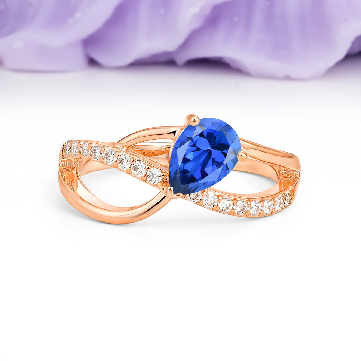 Classic Proposal Infinity Twist Pear Cut Sapphire Engagement Ring - Additional view