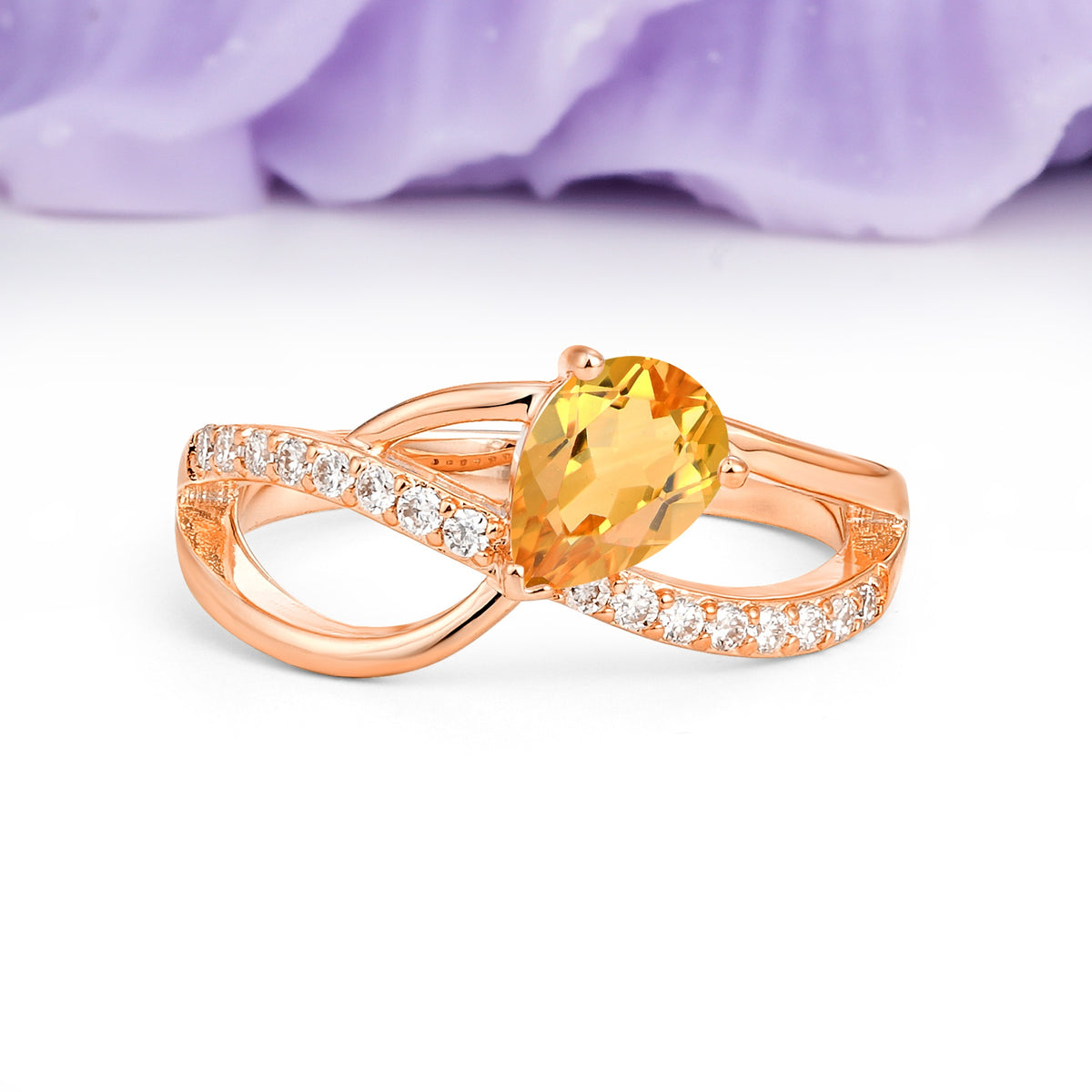 Classic Proposal Infinity Twist Pear Cut Citrine Engagement Ring - Additional view