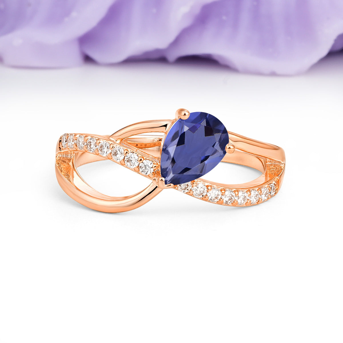 Classic Proposal Infinity Twist Pear Cut Tanzanite Engagement Ring - Additional view
