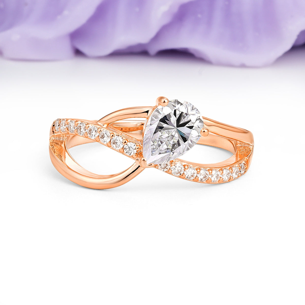 Classic Proposal Infinity Twist Pear Cut Lab Diamond Engagement Ring - Additional view