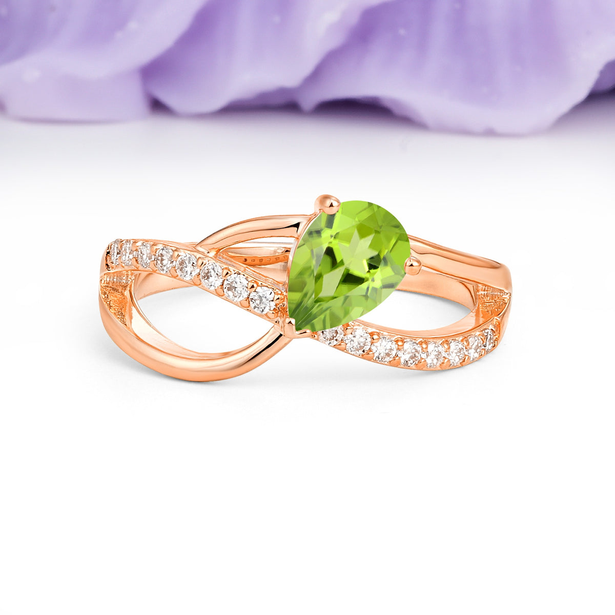 Classic Proposal Infinity Twist Pear Cut Peridot Engagement Ring - Additional view