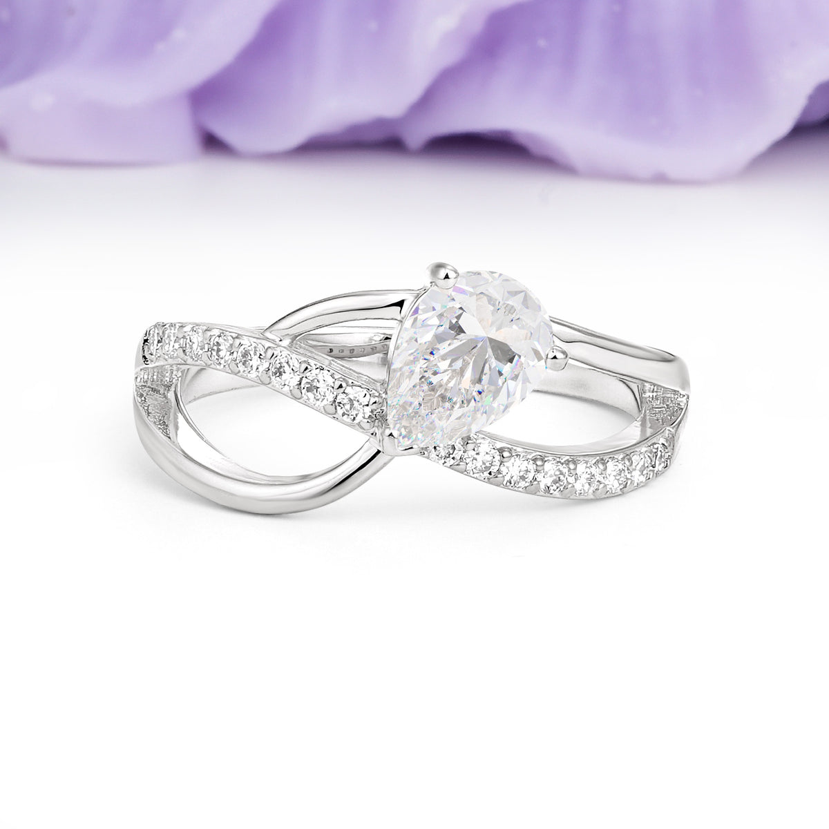 Classic Proposal Infinity Twist Pear Cut Moissanite Engagement Ring - Additional view