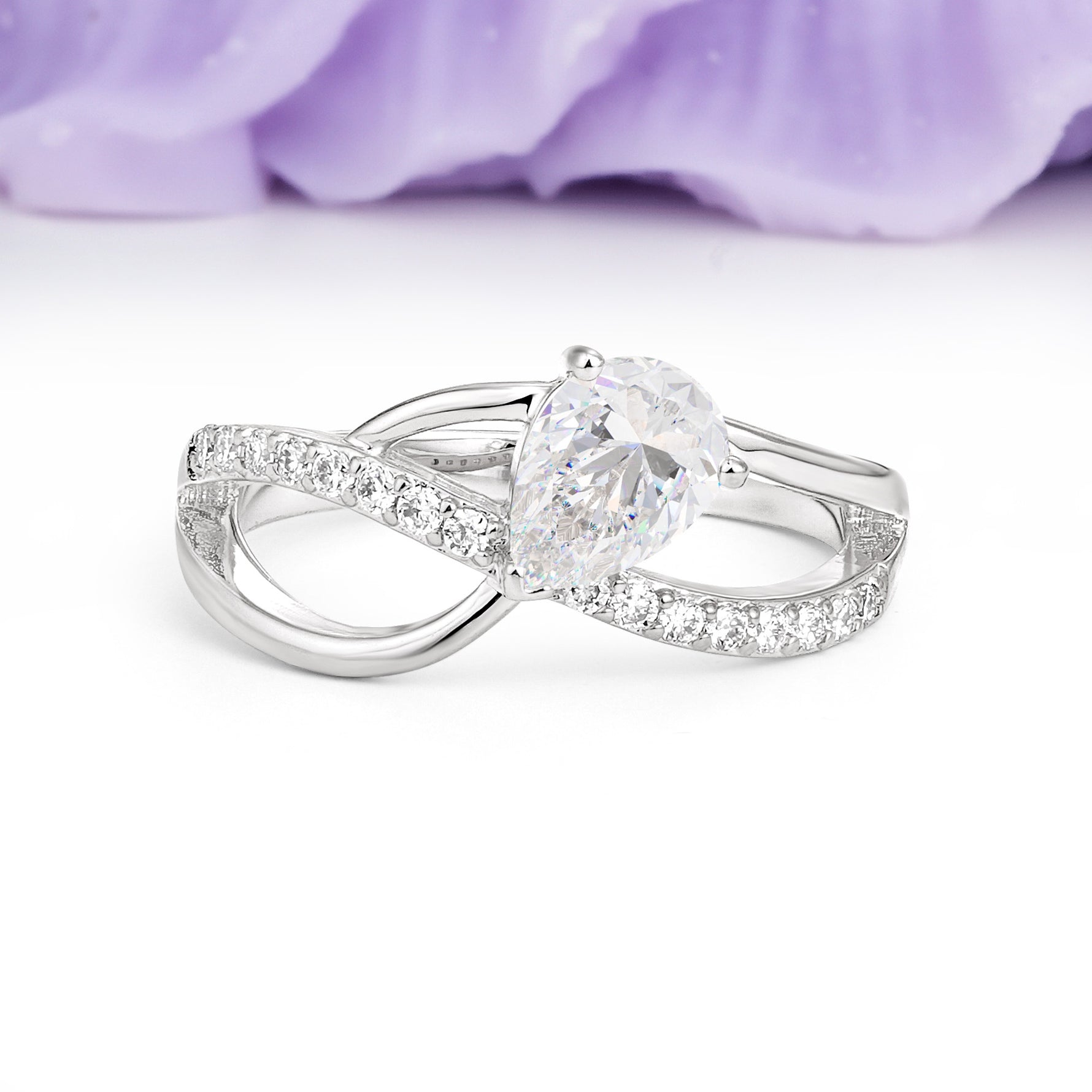 Classic Twisted 3-Prong Pear Cut Moissanite Engagement Ring - Additional view
