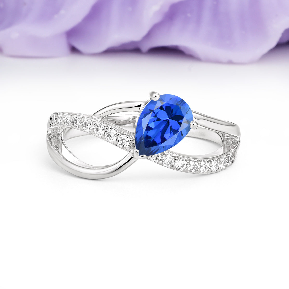 Classic Proposal Infinity Twist Pear Cut Sapphire Engagement Ring - Additional view