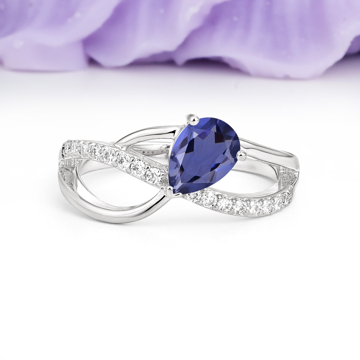 Classic Proposal Infinity Twist Pear Cut Tanzanite Engagement Ring - Additional view