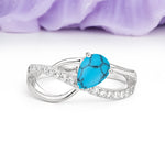 Classic Twisted 3-Prong Pear Cut Turquoise Engagement Ring - Additional view