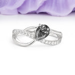 Classic Twisted 3-Prong Pear Cut Black Rutilated Quartz Engagement Ring - Additional view