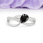 Classic Twisted 3-Prong Pear Cut Black Onyx Engagement Ring - Additional view