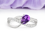 Classic Twisted 3-Prong Pear Cut Amethyst Engagement Ring - Additional view