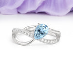 Classic Twisted 3-Prong Pear Cut Aquamarine Engagement Ring - Additional view