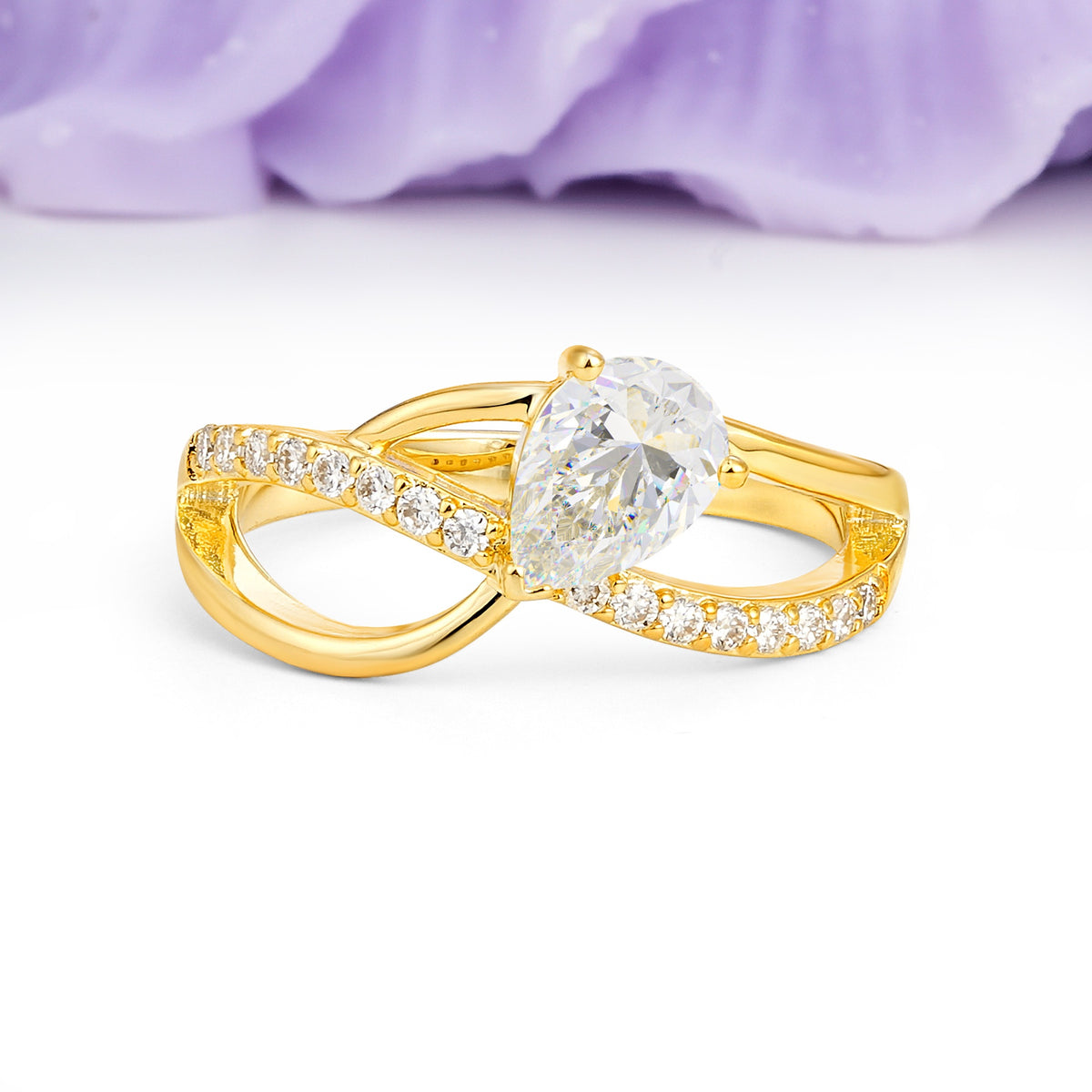 Classic Proposal Infinity Twist Pear Cut Moissanite Engagement Ring - Additional view