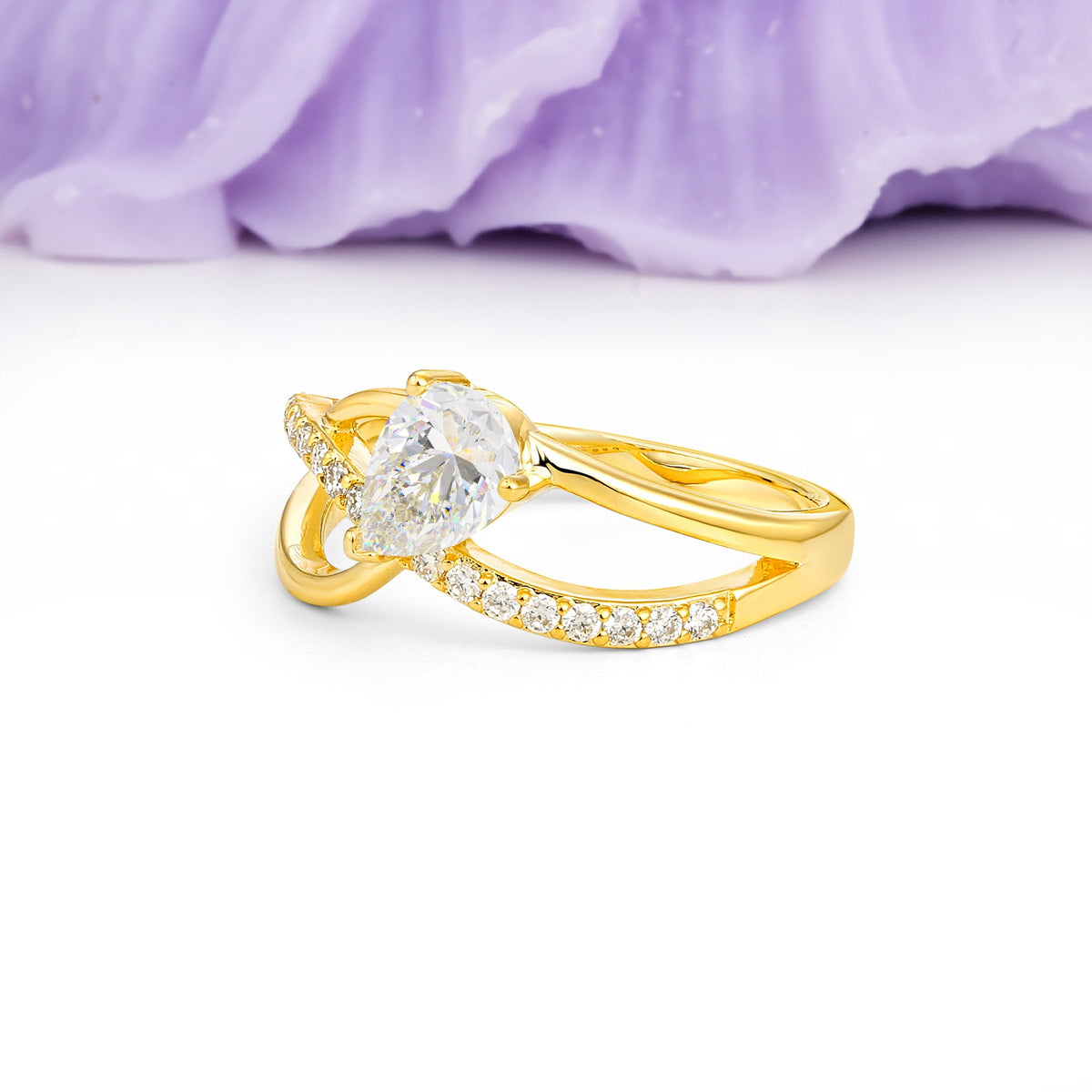 Classic Proposal Infinity Twist Pear Cut Moissanite Engagement Ring - Additional view