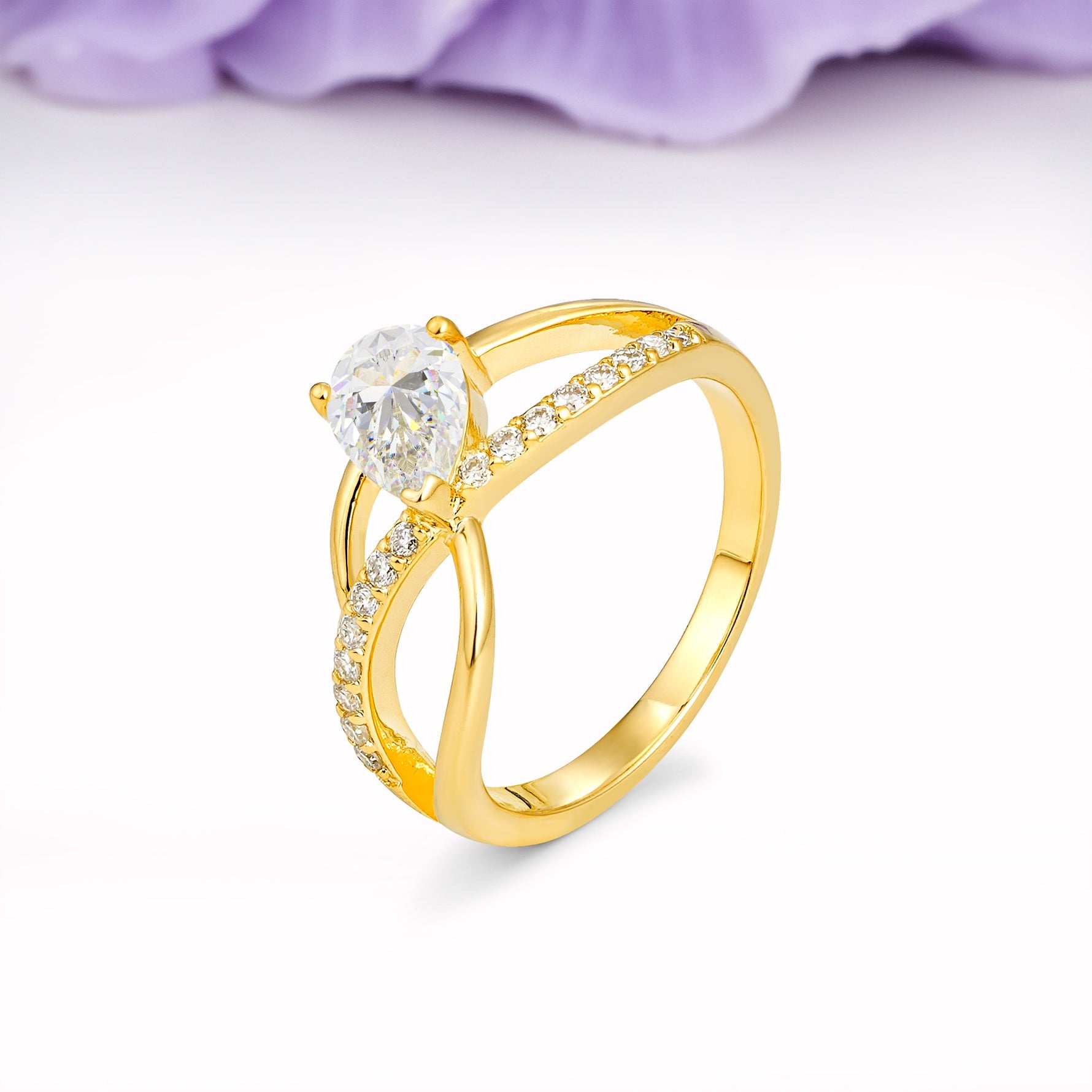 Classic Twisted 3-Prong Pear Cut Moissanite Engagement Ring - Additional view