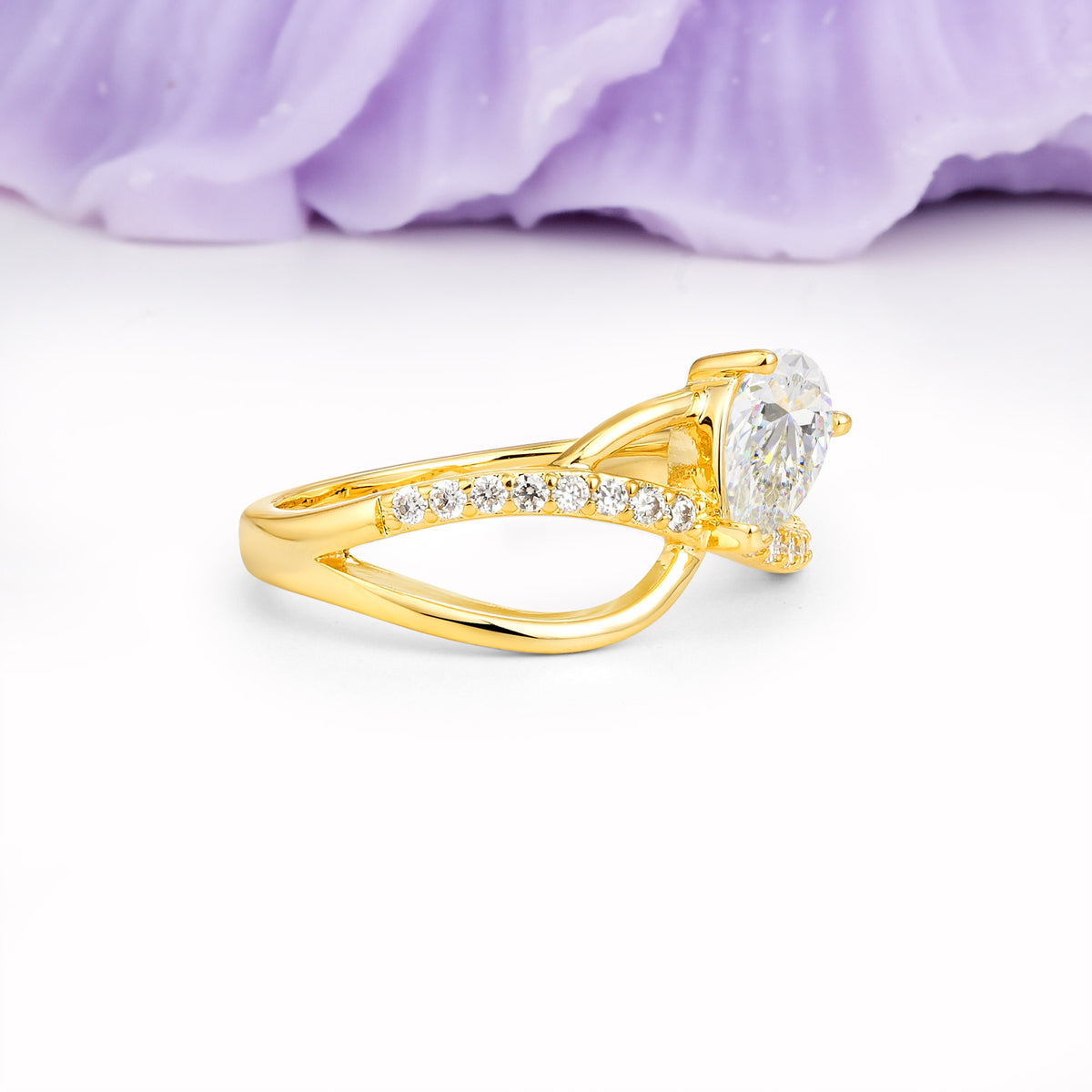 Classic Proposal Infinity Twist Pear Cut Moissanite Engagement Ring - Additional view