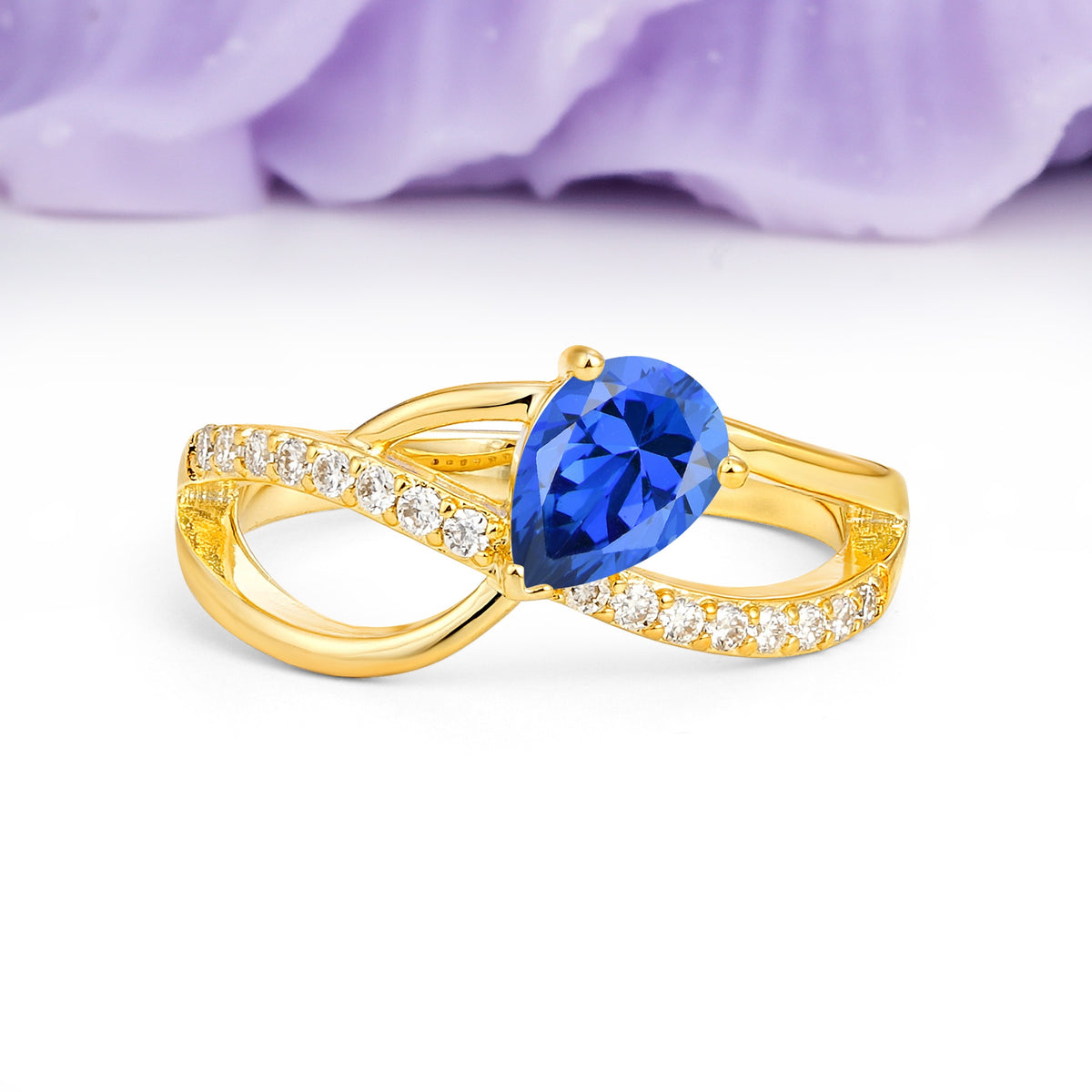 Classic Proposal Infinity Twist Pear Cut Sapphire Engagement Ring - Additional view