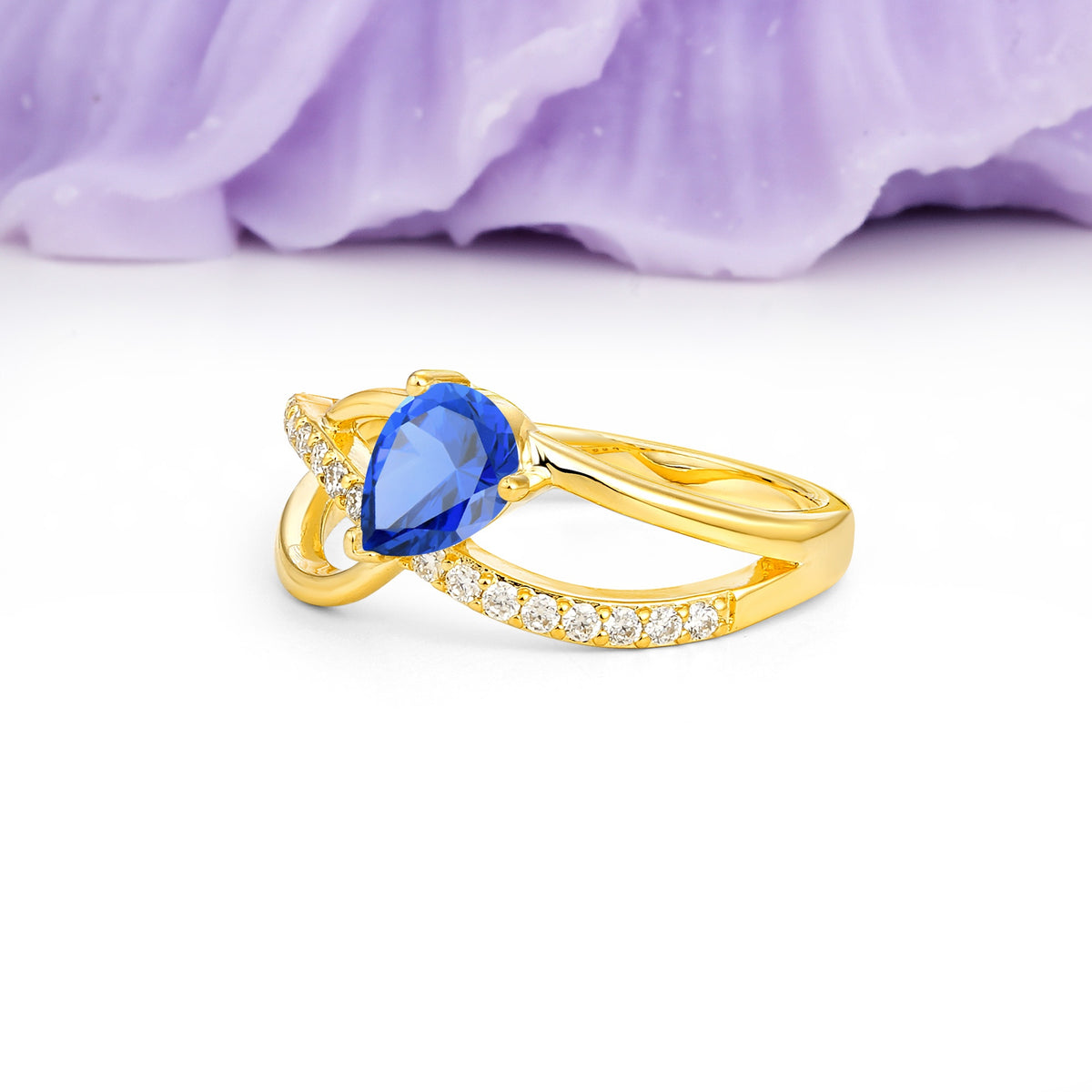 Classic Proposal Infinity Twist Pear Cut Sapphire Engagement Ring - Additional view