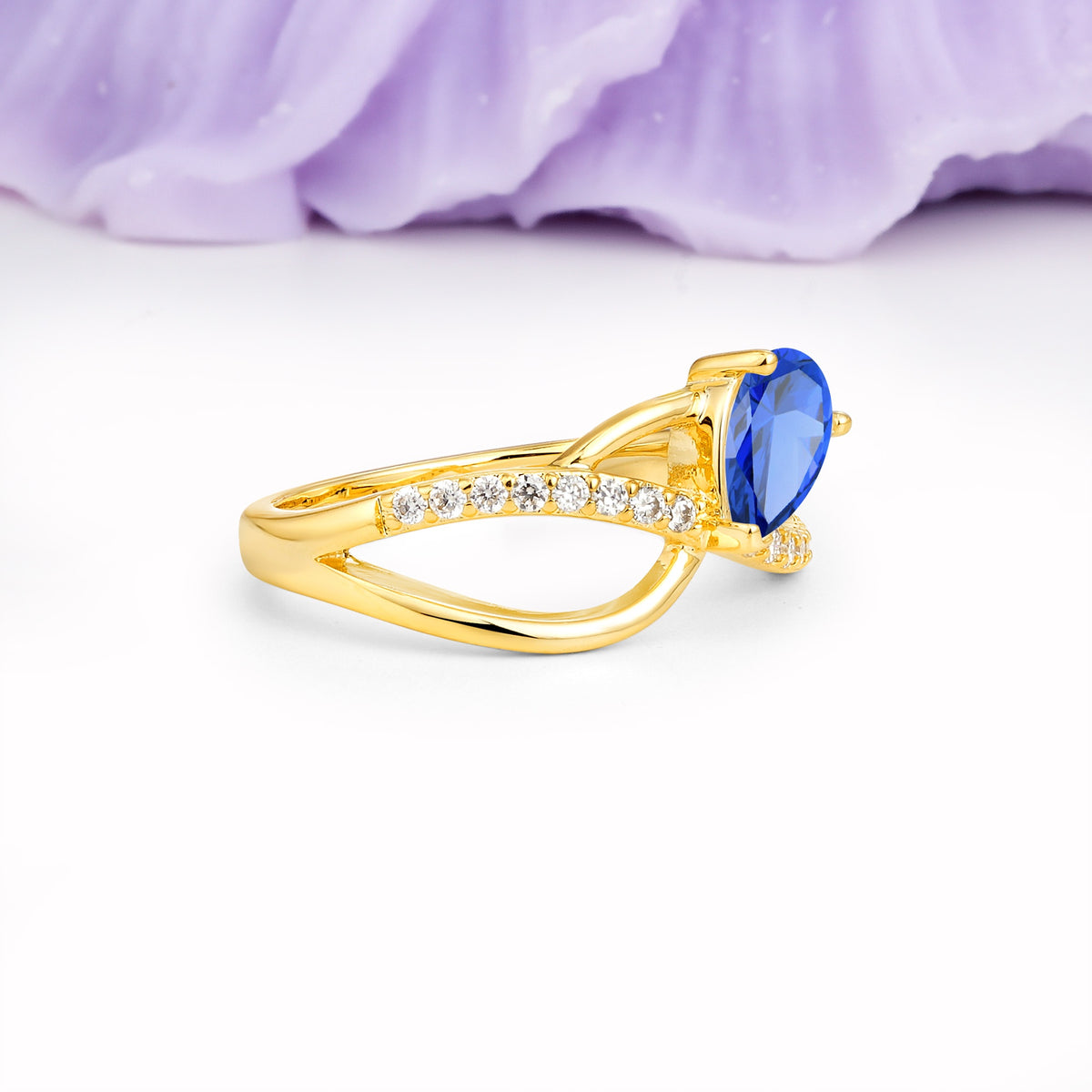 Classic Proposal Infinity Twist Pear Cut Sapphire Engagement Ring - Additional view