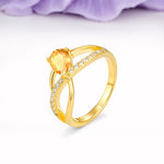 Classic Twisted 3-Prong Pear Cut Citrine Engagement Ring - Additional view